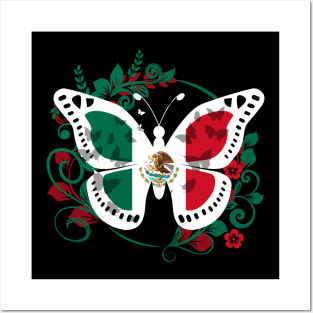 Mexican Flag Butterfly Mexican Womens Girls Cinco De Mayo Posters and Art